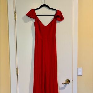 Reformation Elegant Red Off-Shoulder Dress